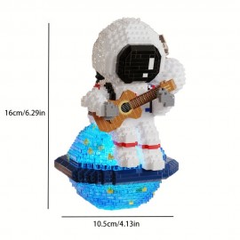 Guitar Astronaut Model Luminous Assembled Building Blocks Toys, Educational Block Toys, Suitable As Home Decoration, Desktop Ornaments And Gifts For Friends/Boys/Girls (1423pcs)