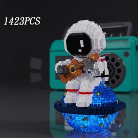 Guitar Astronaut Model Luminous Assembled Building Blocks Toys, Educational Block Toys, Suitable As Home Decoration, Desktop Ornaments And Gifts For Friends/Boys/Girls (1423pcs)