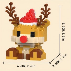 Christmas Elk Model Assembled Building Block Toys, Small Building Blocks, Birthday Gifts, Christmas Reindeer Building Blocks, Christmas Gift, Educational Assembled Toy