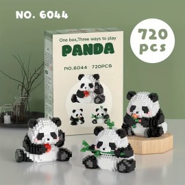 Build Your Own Panda World: 1 Set of Micro-Particle Compatible Building Blocks - Educational DIY Toys