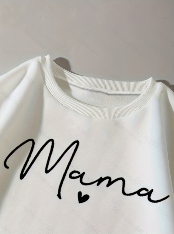 mama letter print pullover sweatshirt casual long sleeve crew neck sweatshirt for fall winter womens clothing details 2