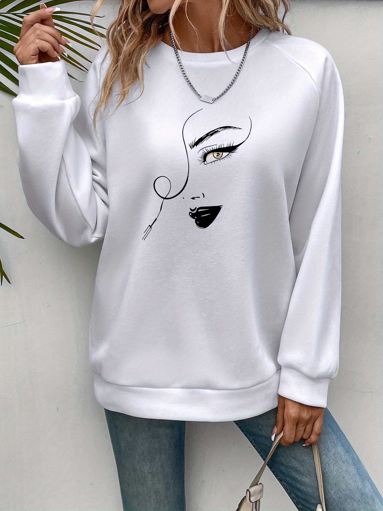 graphic print pullover sweatshirt casual long sleeve crew neck sweatshirt for spring fall womens clothing details 2