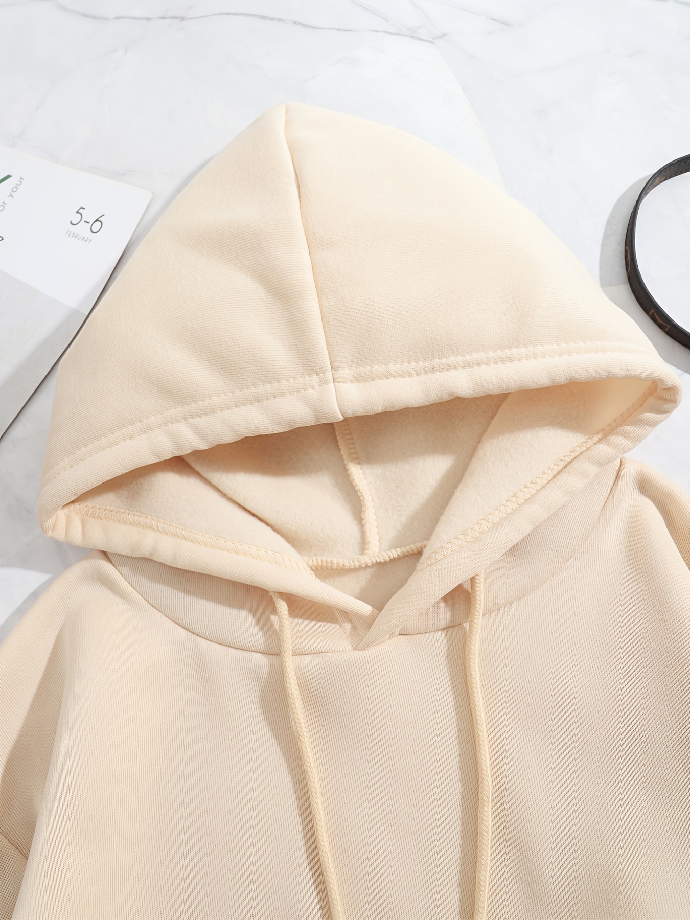 simple drawstring loose hoodie casual hooded fashion long sleeve sweatshirt womens clothing details 14