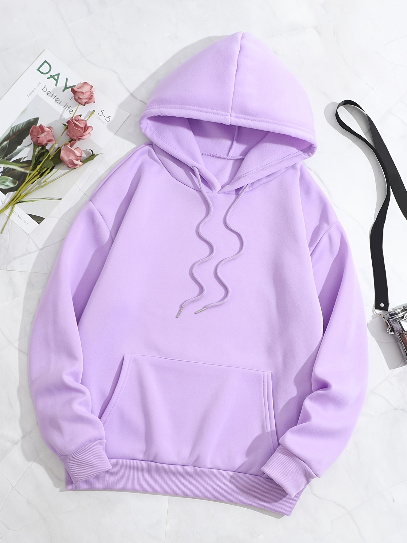 simple drawstring loose hoodie casual hooded fashion long sleeve sweatshirt womens clothing details 29