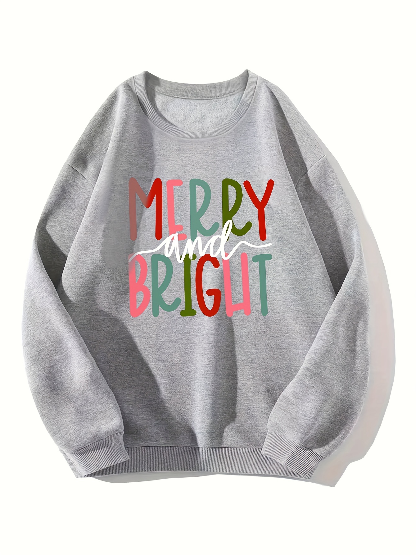 colorful letter print pullover sweatshirt cute long sleeve crew neck sweatshirt womens clothing details 4