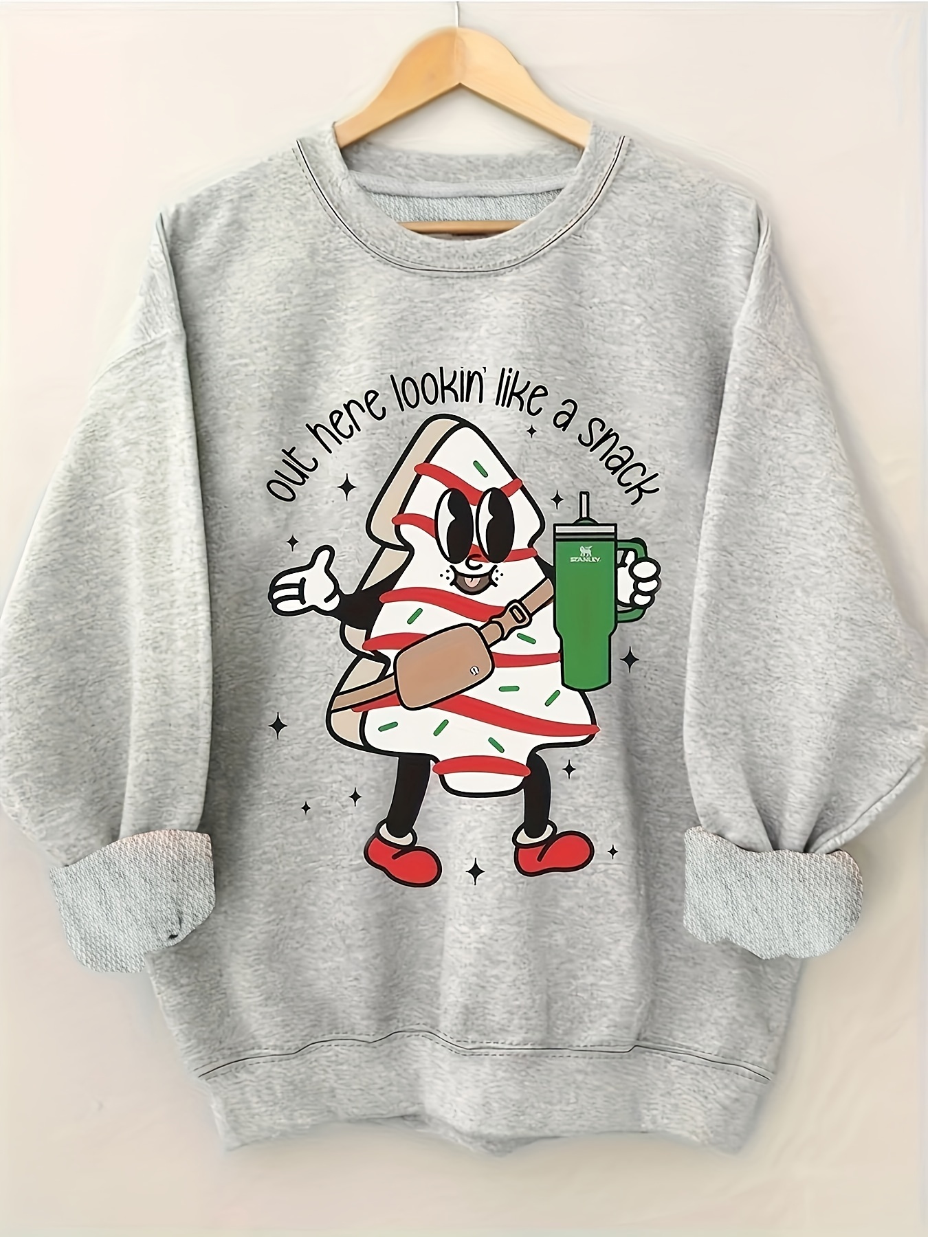 christmas graphic pattern pullover sweatshirt casual long sleeve crew neck sweatshirt for fall winter womens clothing details 7