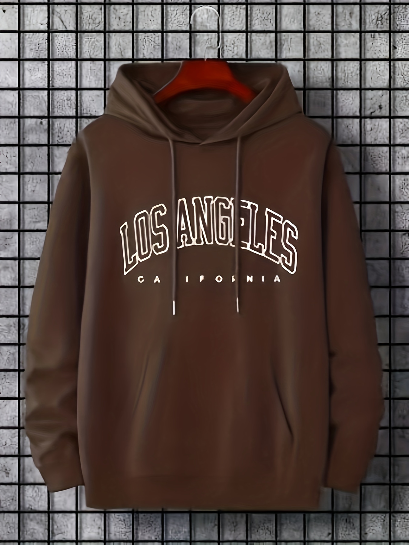 los angeles letter print drawstring hoodie casual long sleeve pocket sweatshirt womens clothing details 4