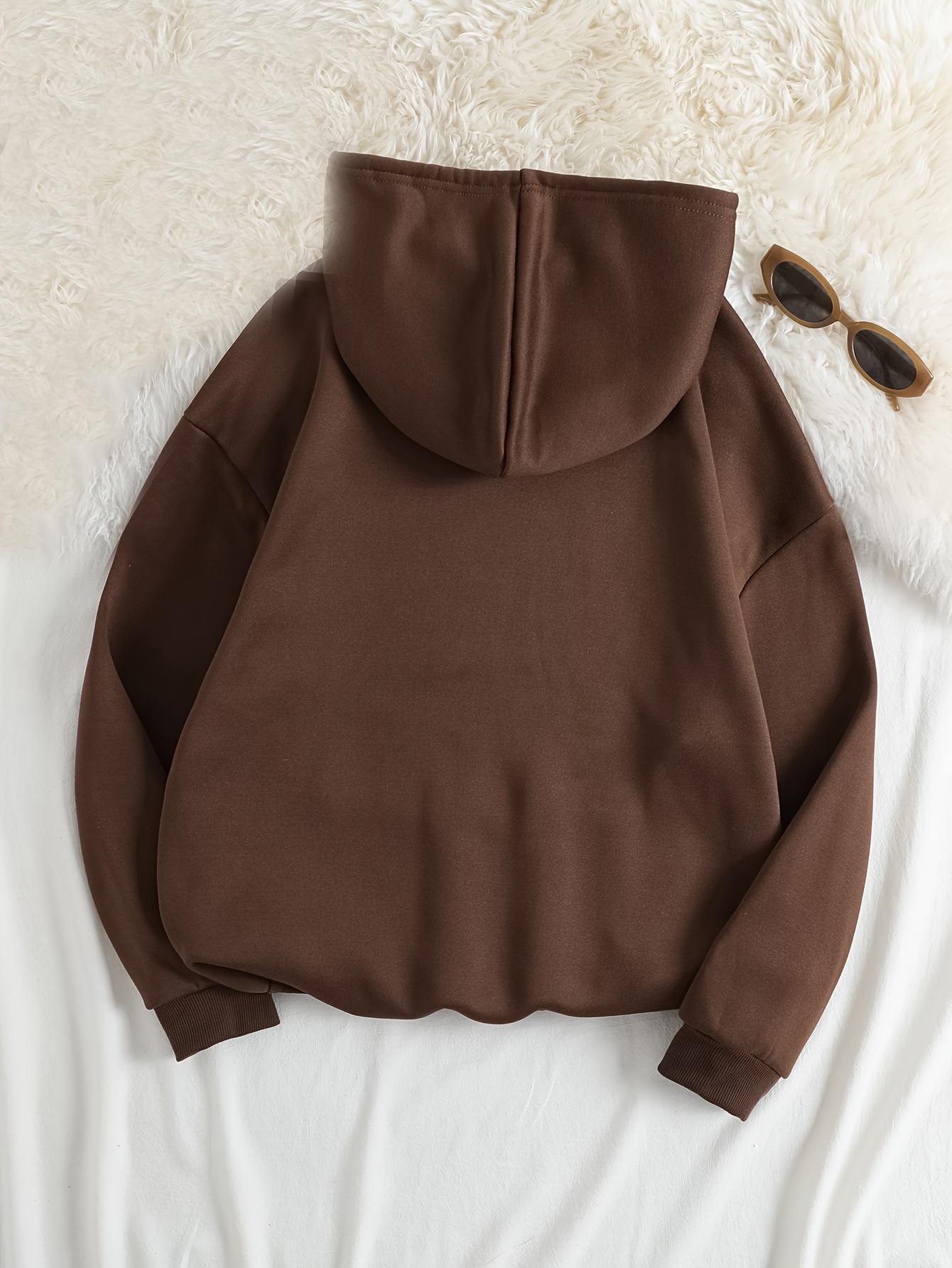 grey thermal hoodies kangaroo pocket casual sweatshirt for fall winter womens clothing details 4