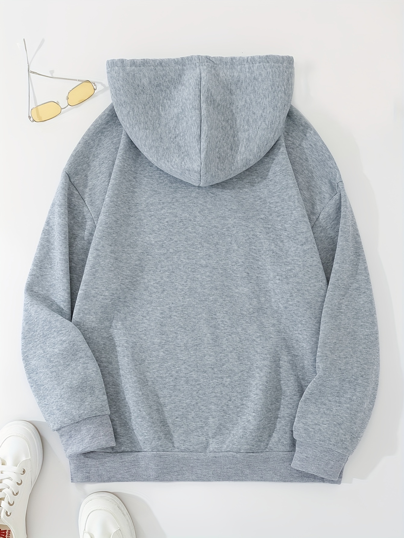 grey thermal hoodies kangaroo pocket casual sweatshirt for fall winter womens clothing details 49