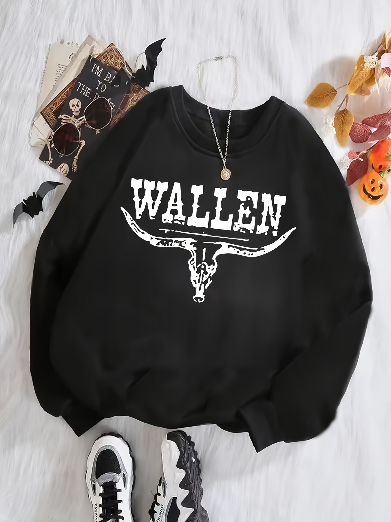 graphic letter print pullover sweatshirt casual long sleeve crew neck sweatshirt for fall winter womens clothing details 2