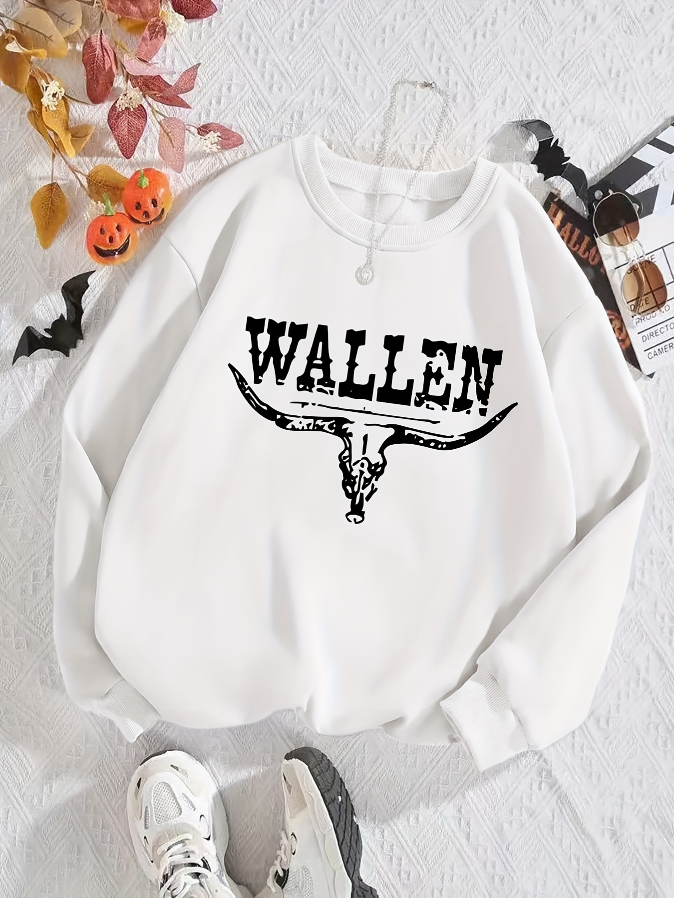 graphic letter print pullover sweatshirt casual long sleeve crew neck sweatshirt for fall winter womens clothing details 7