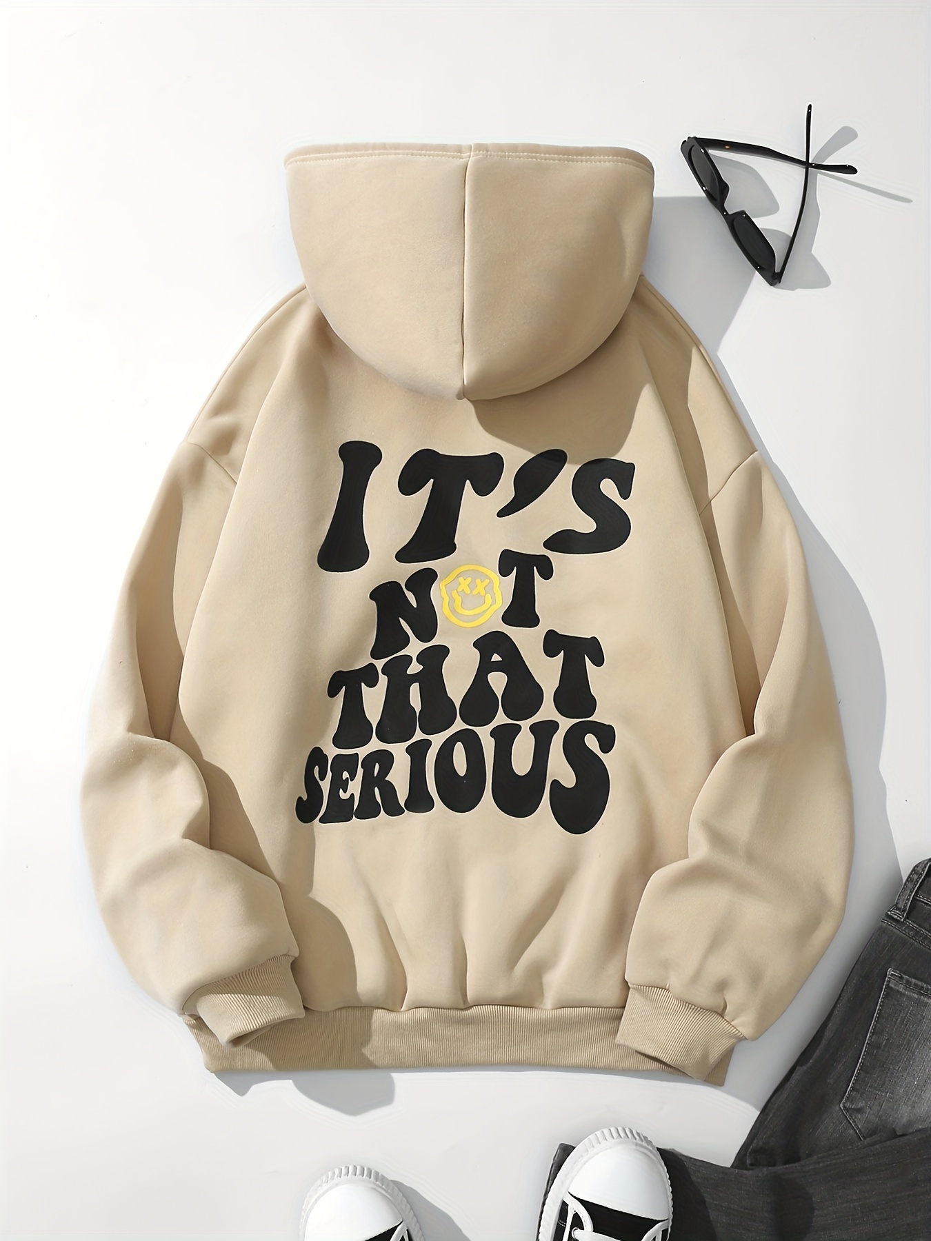 its not that serious print hoodies casual drawstring long sleeve sweatshirt womens clothing details 0