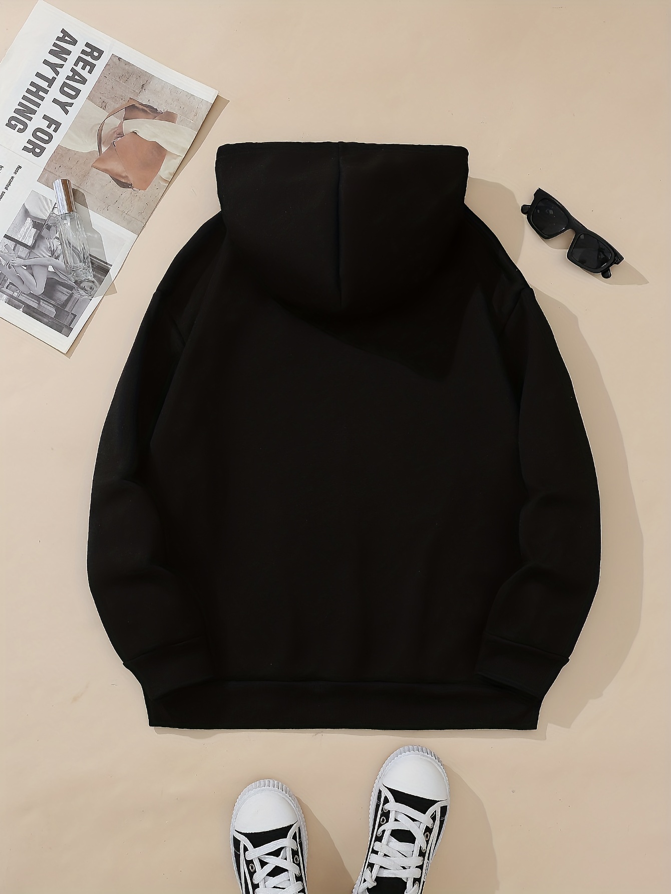 drawstring thermal hoodies long sleeve solid casual sweatshirt womens clothing details 6