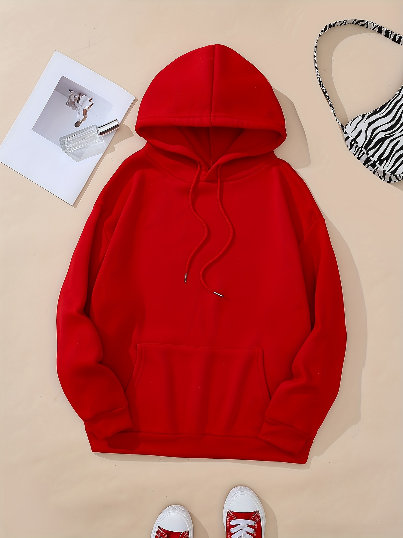 drawstring thermal hoodies long sleeve solid casual sweatshirt womens clothing details 10