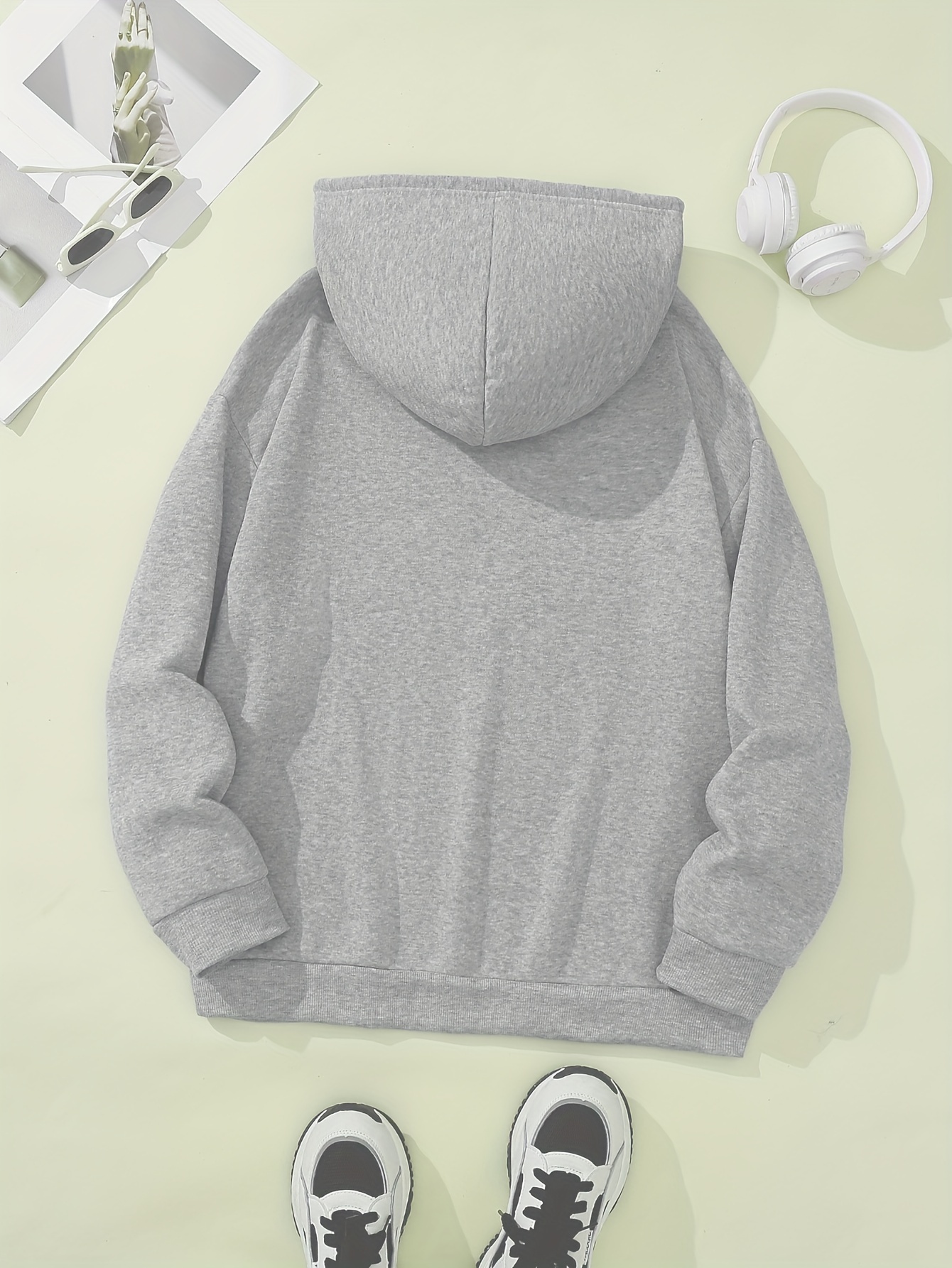 drawstring thermal hoodies long sleeve solid casual sweatshirt womens clothing details 16