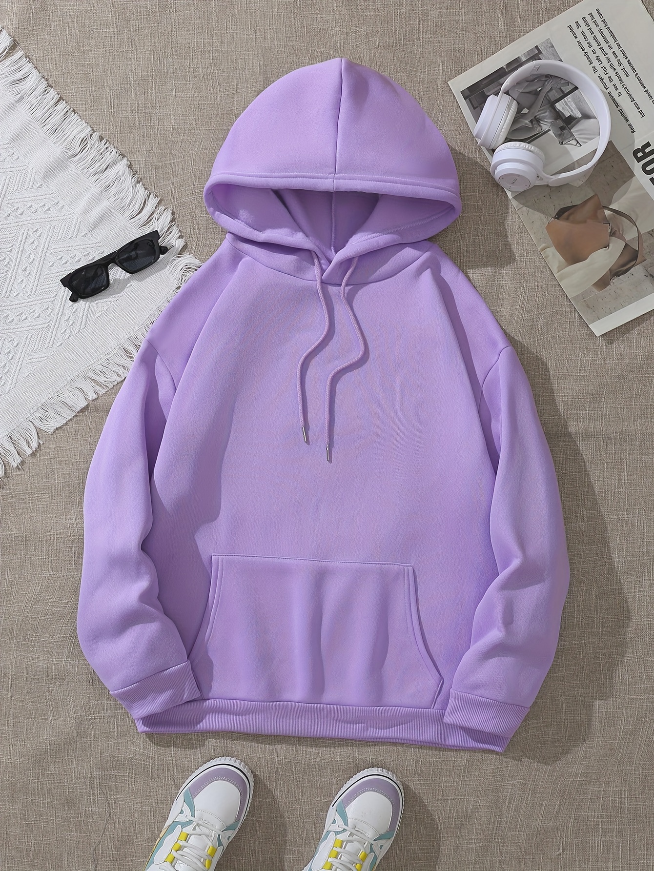 drawstring thermal hoodies long sleeve solid casual sweatshirt womens clothing details 30