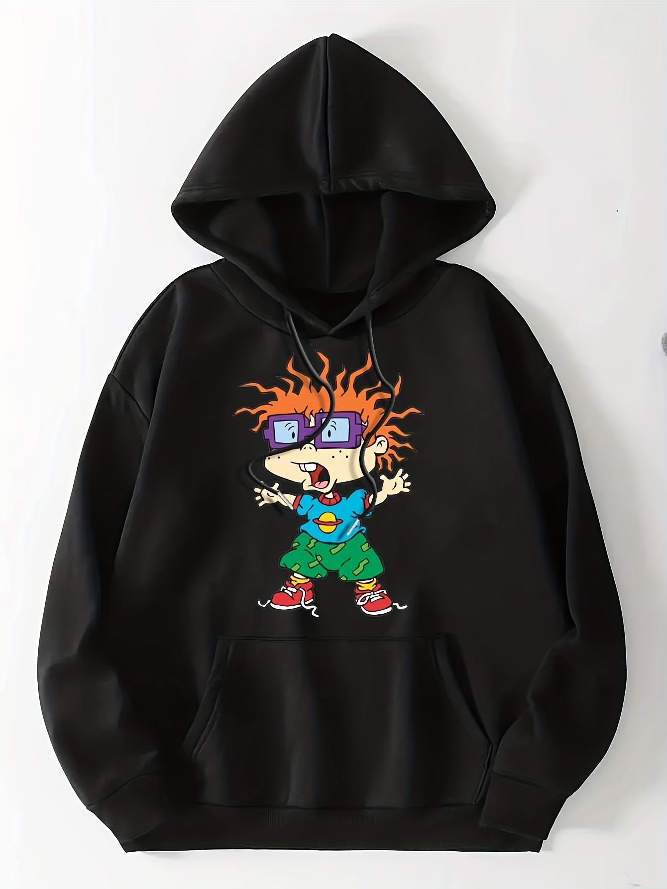 anime character print-anime character print drop shoulder hoodie cute drawstring kangaroo pocket hoodies sweatshirt womens clothing details 2