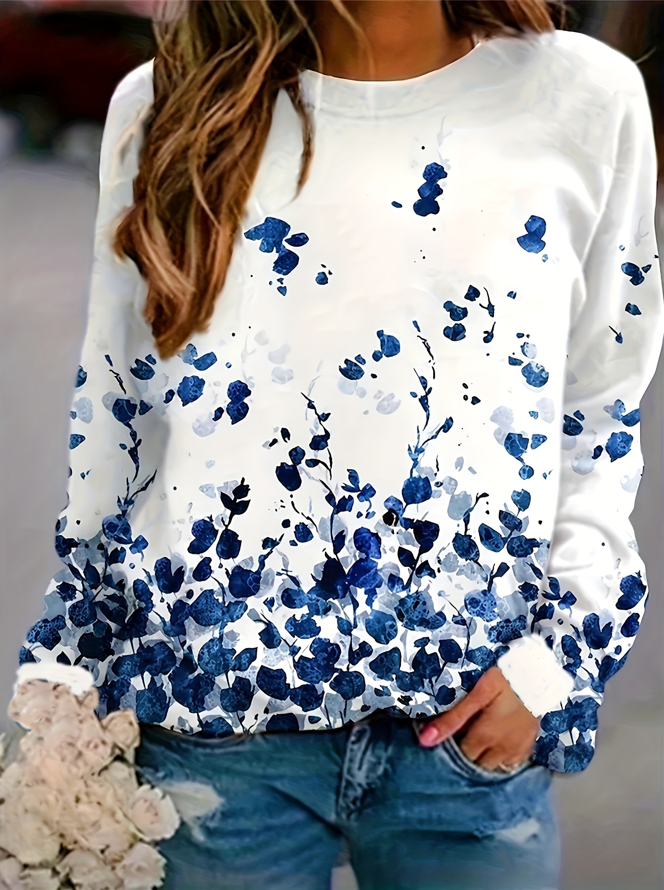 paw heart print pullover sweatshirt casual long sleeve crew neck sweatshirt for fall winter womens clothing details 3