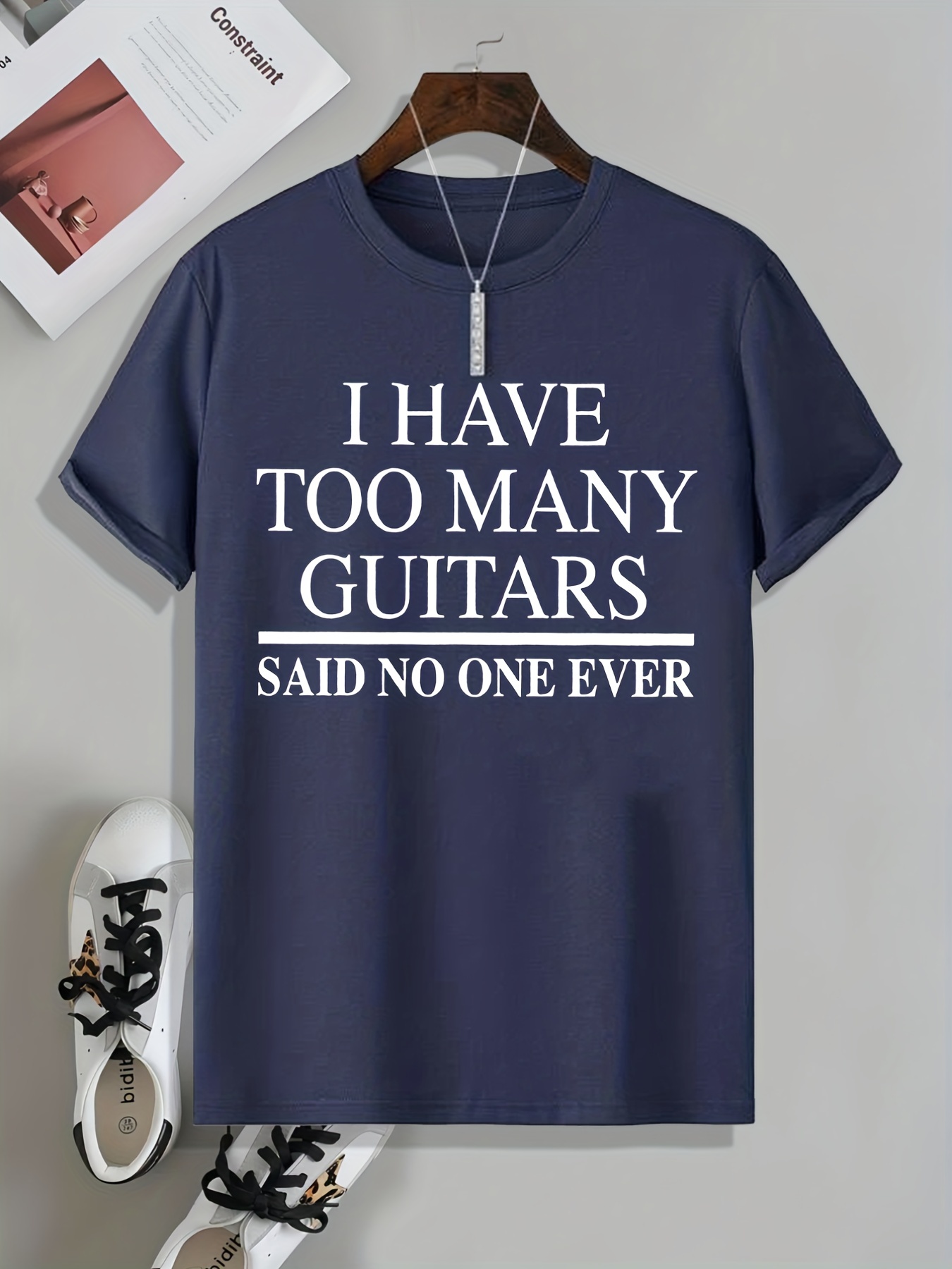 tees for men funny too many guitars print t shirt casual short sleeve tshirt for summer spring fall tops as gifts for guitar players details 0