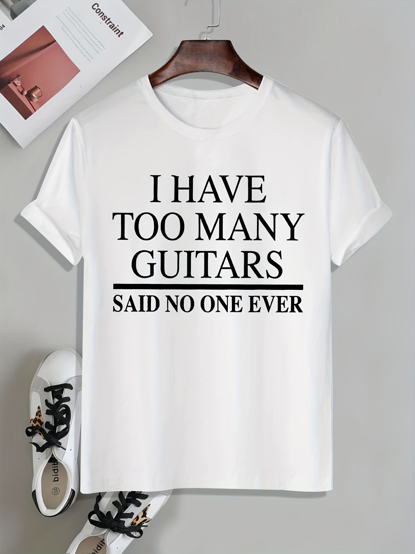 tees for men funny too many guitars print t shirt casual short sleeve tshirt for summer spring fall tops as gifts for guitar players details 5