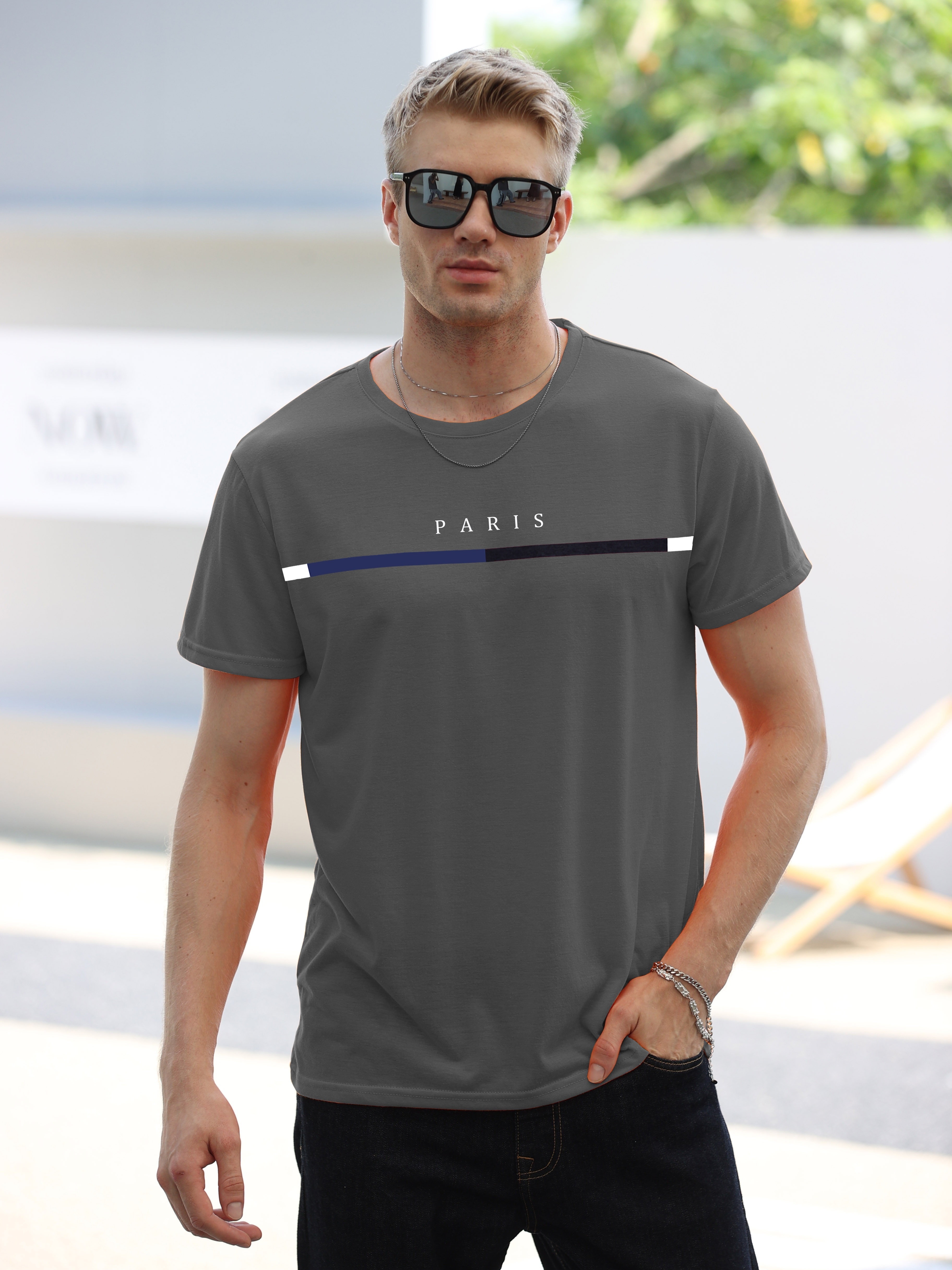 paris theme pattern print mens comfy t shirt graphic tee mens summer clothes mens outfits details 10