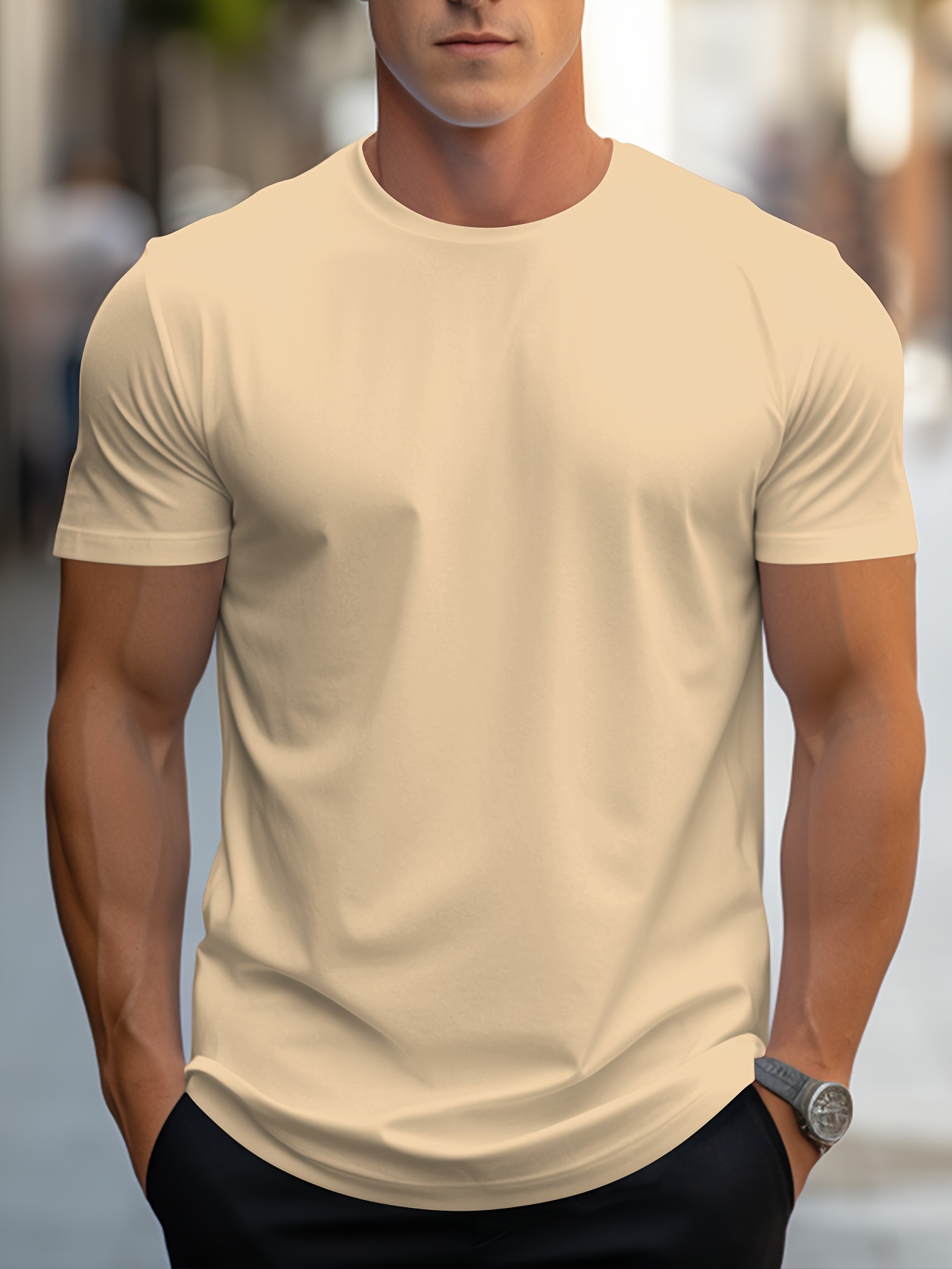 fashion summer mens slim fit t shirt for daily casual wear details 0