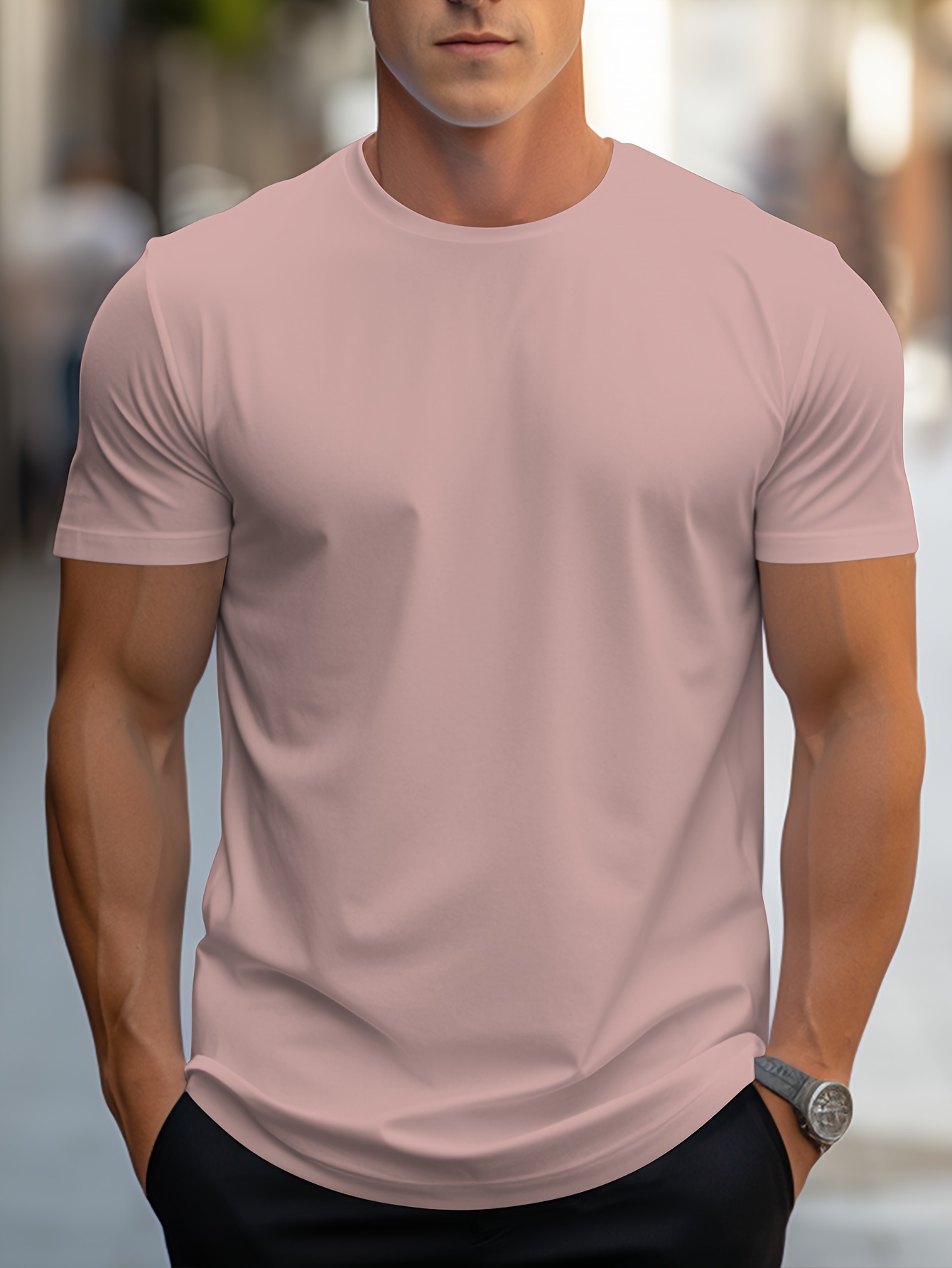 fashion summer mens slim fit t shirt for daily casual wear details 4