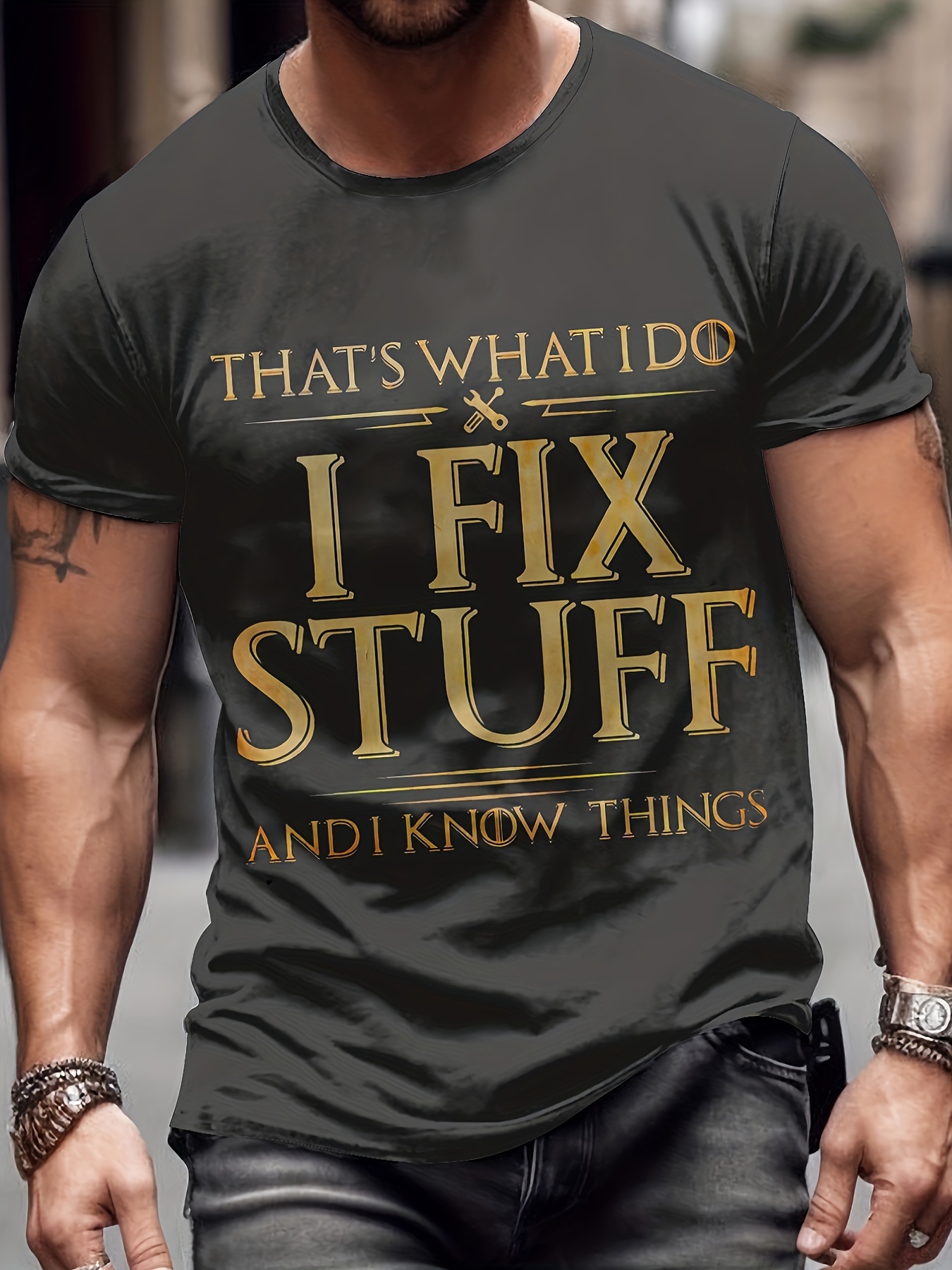 fix stuff slogan 3d digital pattern print graphic mens t shirts causal tees short sleeves comfortable pullover tops mens summer clothing details 0