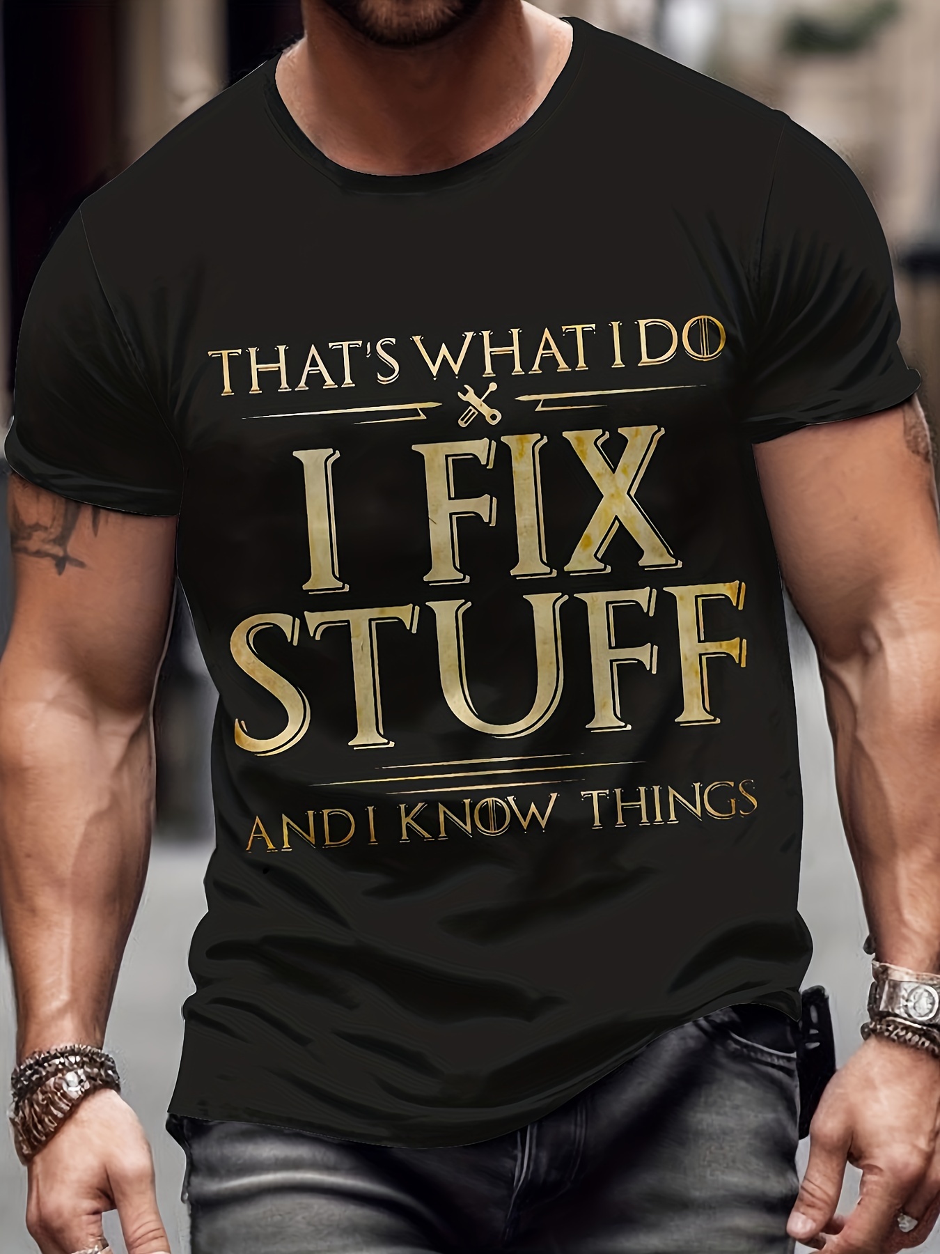 fix stuff slogan 3d digital pattern print graphic mens t shirts causal tees short sleeves comfortable pullover tops mens summer clothing details 5