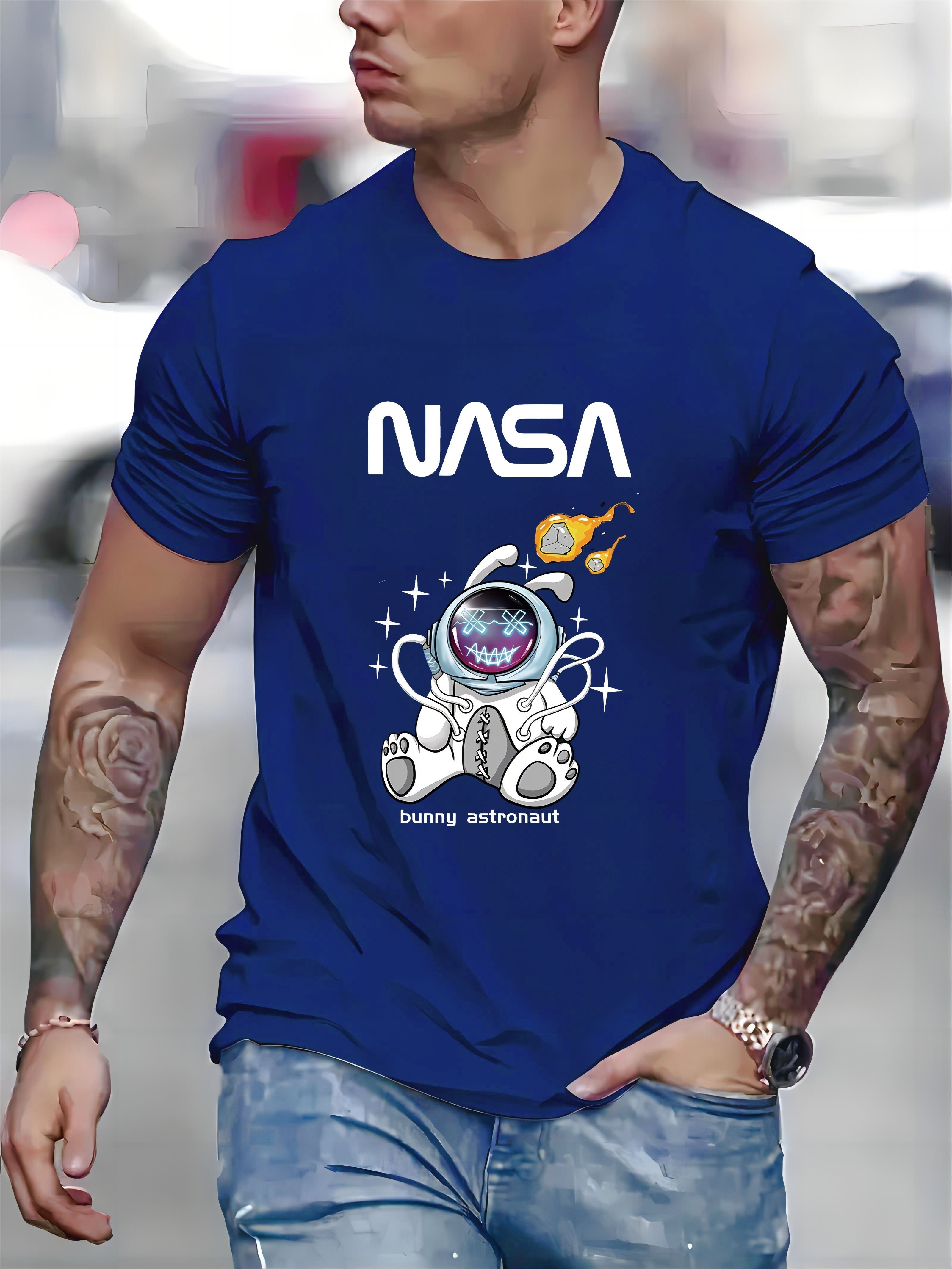 nasa astronaut print mens graphic t shirt casual comfy tees for summer mens clothing details 6