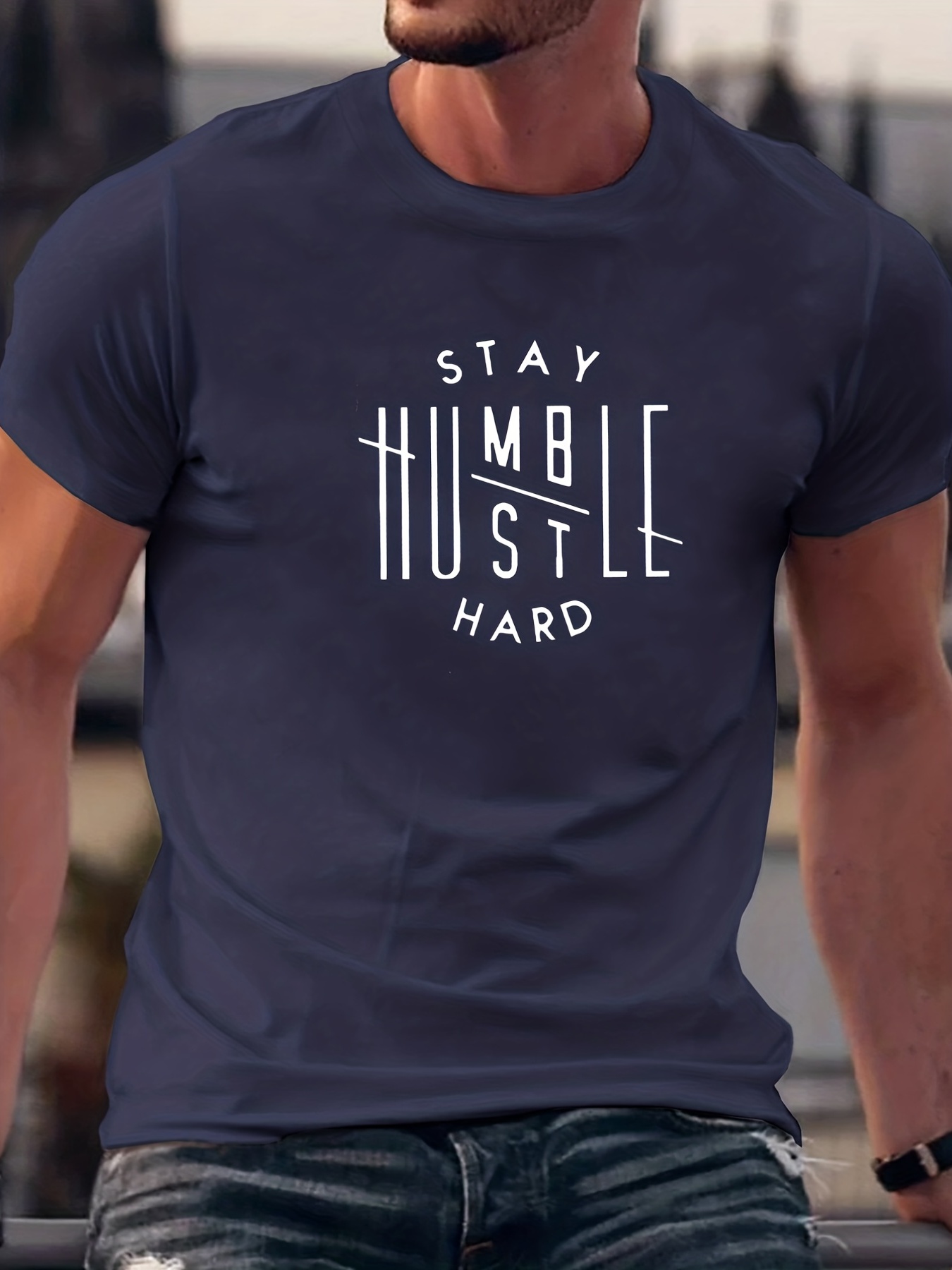 stay humble hustle hard print tee shirt tee for men casual t shirt for summer spring fall tops as gifts details 0