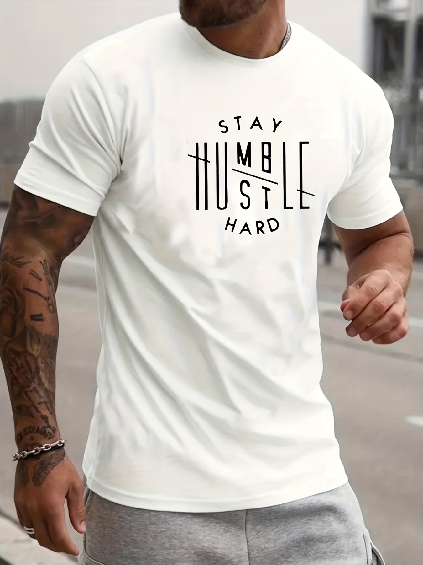 stay humble hustle hard print tee shirt tee for men casual t shirt for summer spring fall tops as gifts details 6