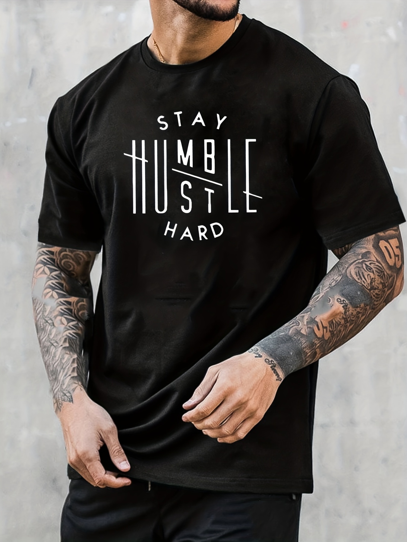 stay humble hustle hard print tee shirt tee for men casual t shirt for summer spring fall tops as gifts details 14