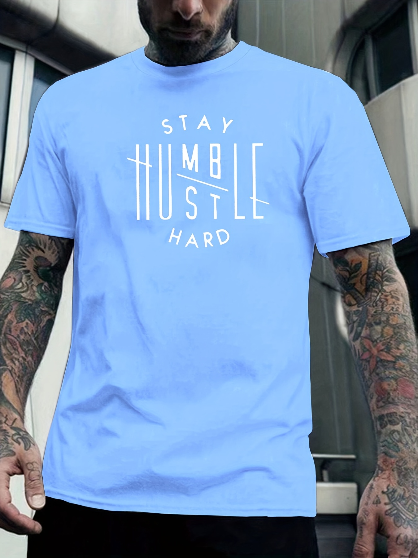 stay humble hustle hard print tee shirt tee for men casual t shirt for summer spring fall tops as gifts details 22