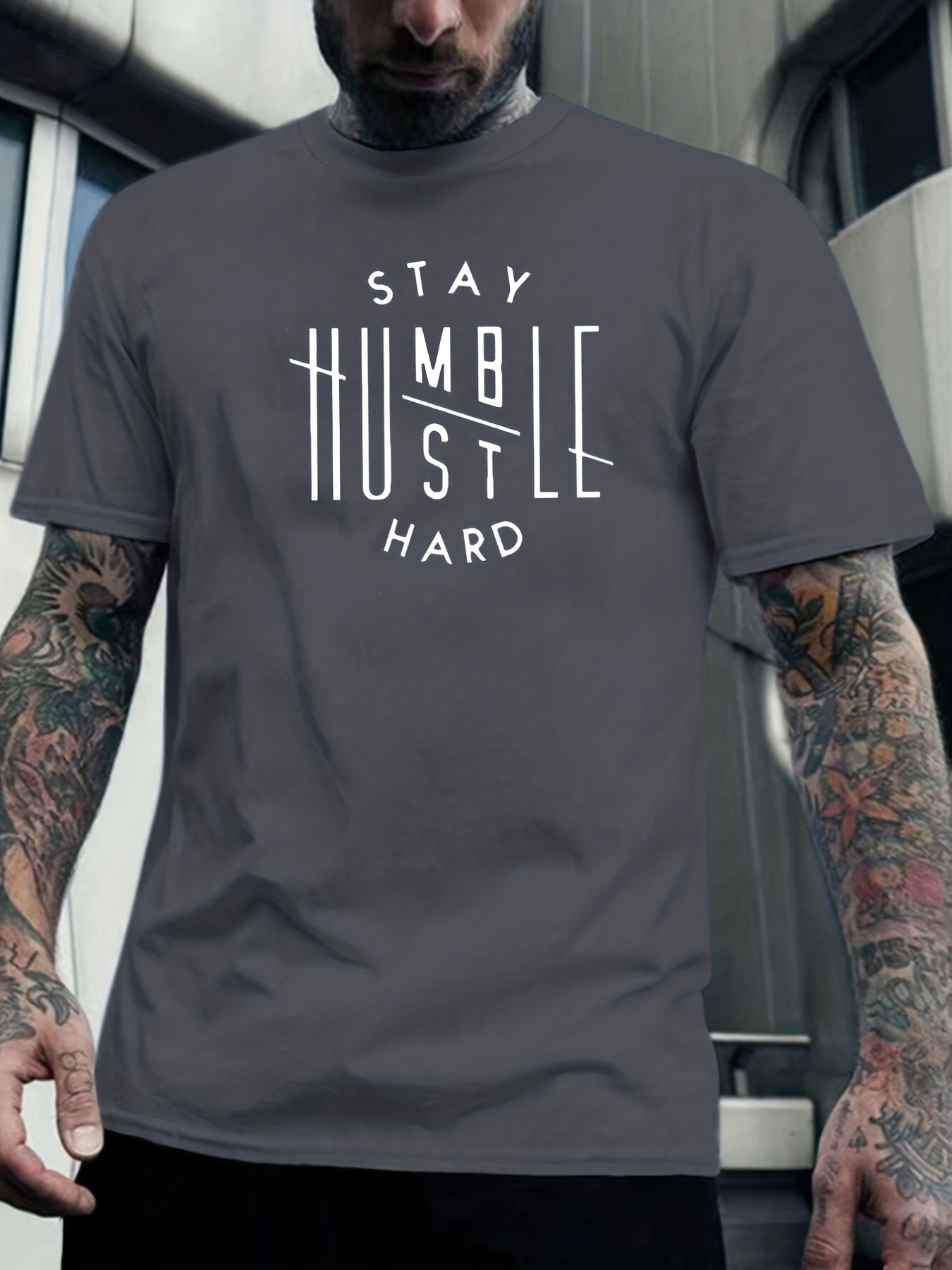 stay humble hustle hard print tee shirt tee for men casual t shirt for summer spring fall tops as gifts details 38