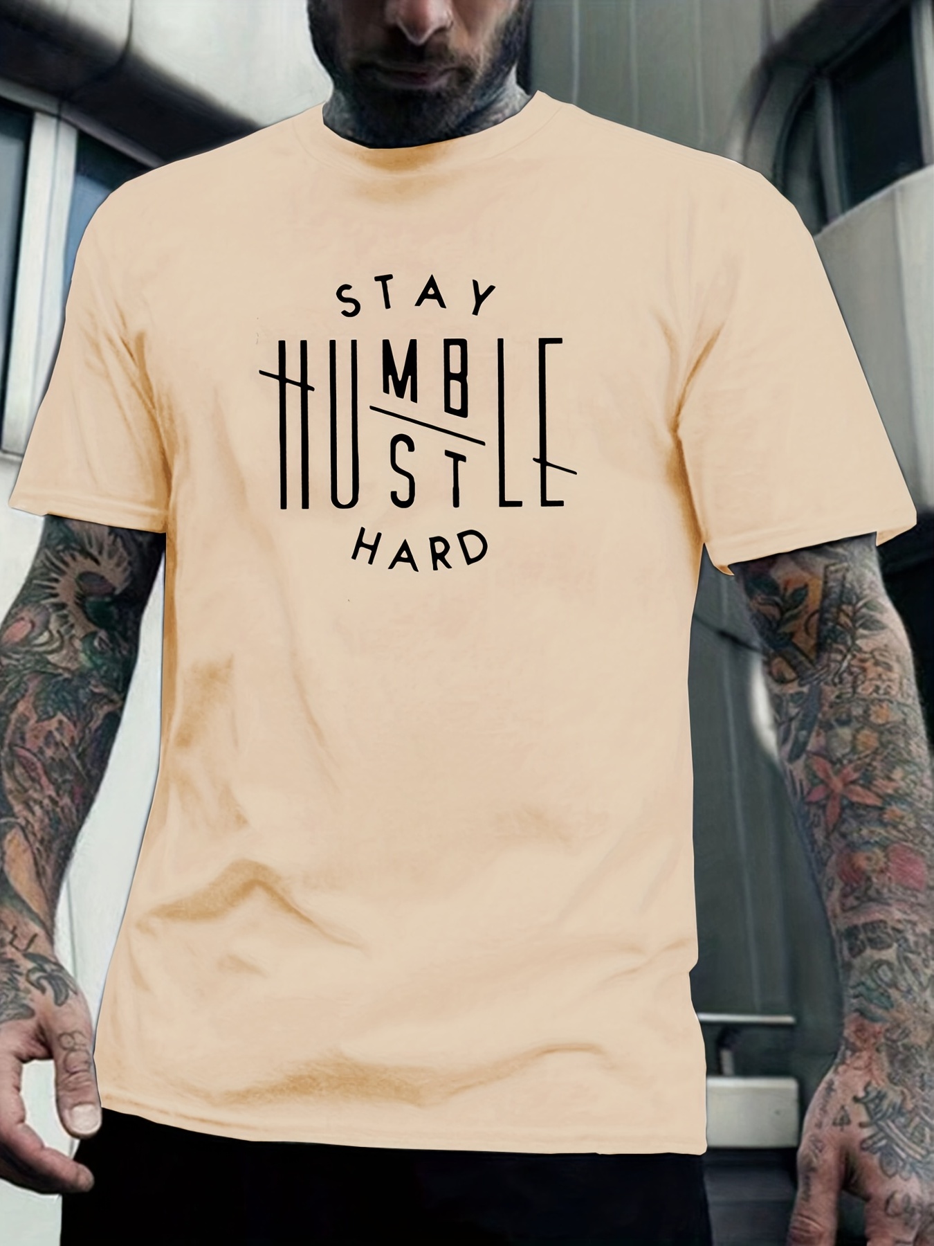 stay humble hustle hard print tee shirt tee for men casual t shirt for summer spring fall tops as gifts details 49