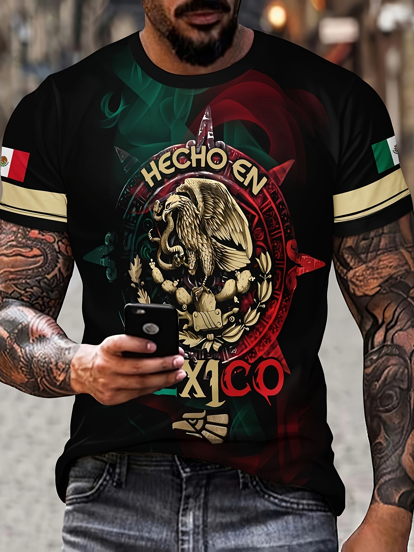 retro mexico pattern print mens graphic design crew neck novel t shirt casual comfy tees tshirts for summer mens clothing tops for daily vacation resorts details 0