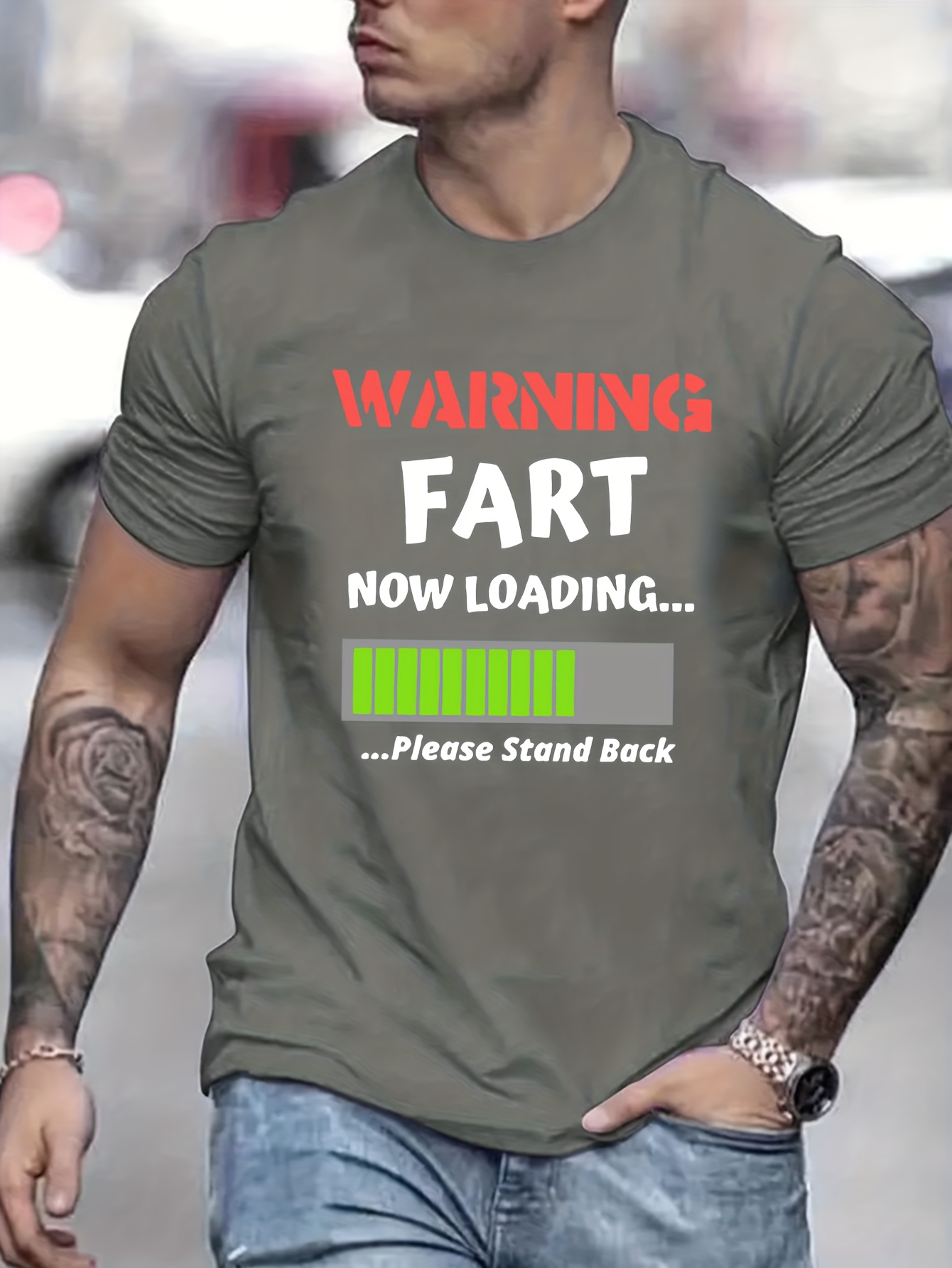 warning fart print mens graphic t shirt casual stretch loose tees for summer details 5