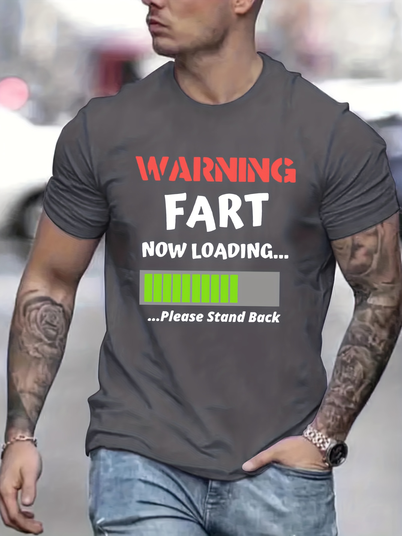 warning fart print mens graphic t shirt casual stretch loose tees for summer details 10