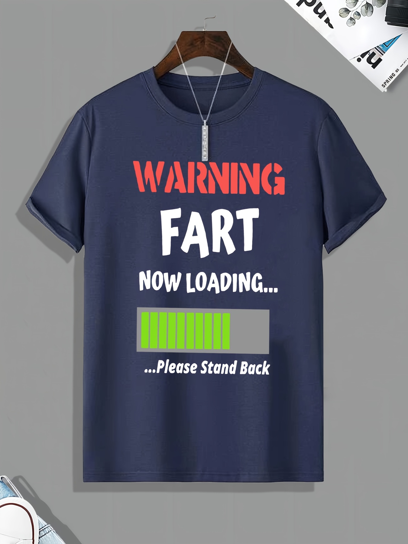 warning fart print mens graphic t shirt casual stretch loose tees for summer details 15