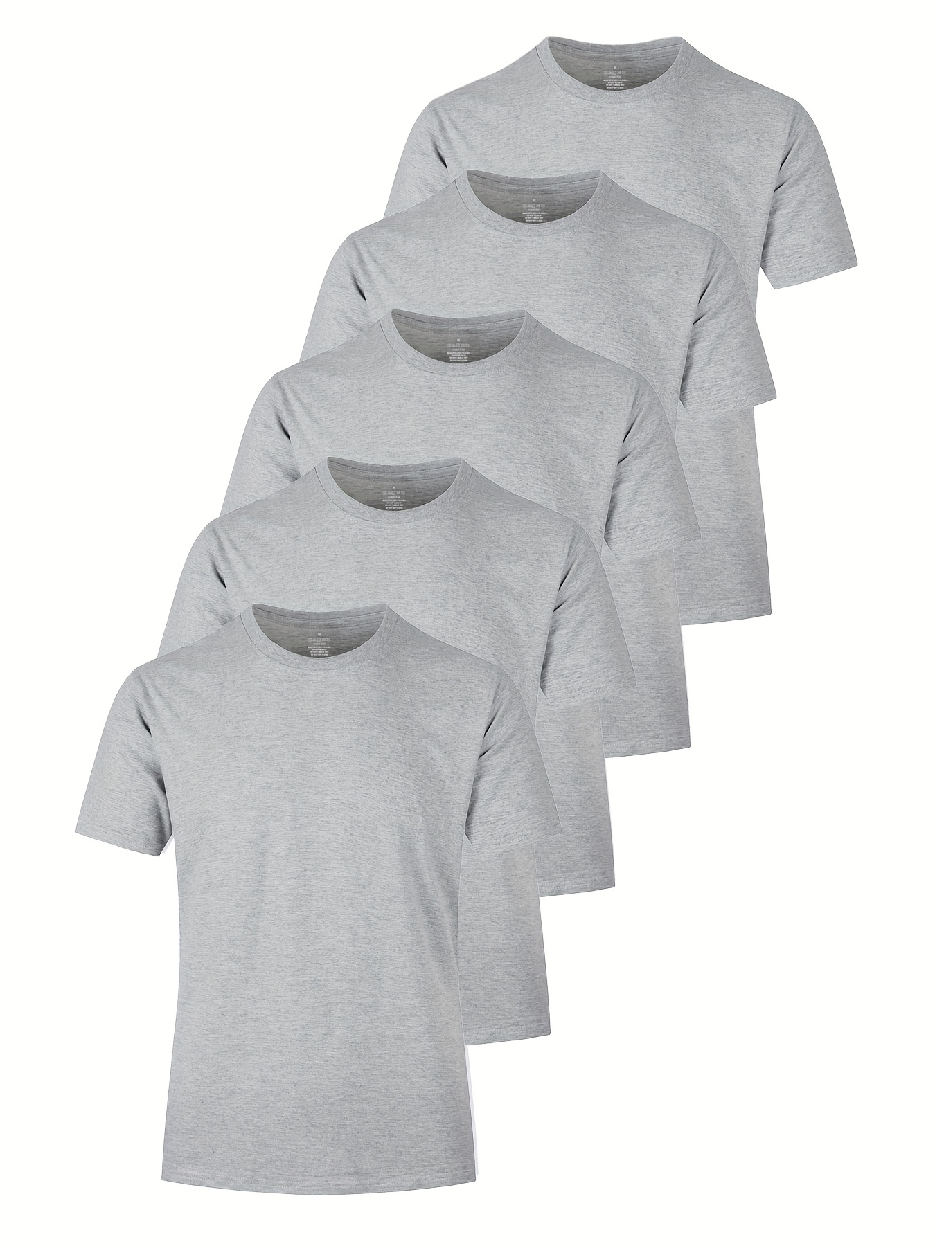 5pcs mens solid cotton lightweight crew neck t shirts set for summer sports gift for men details 6