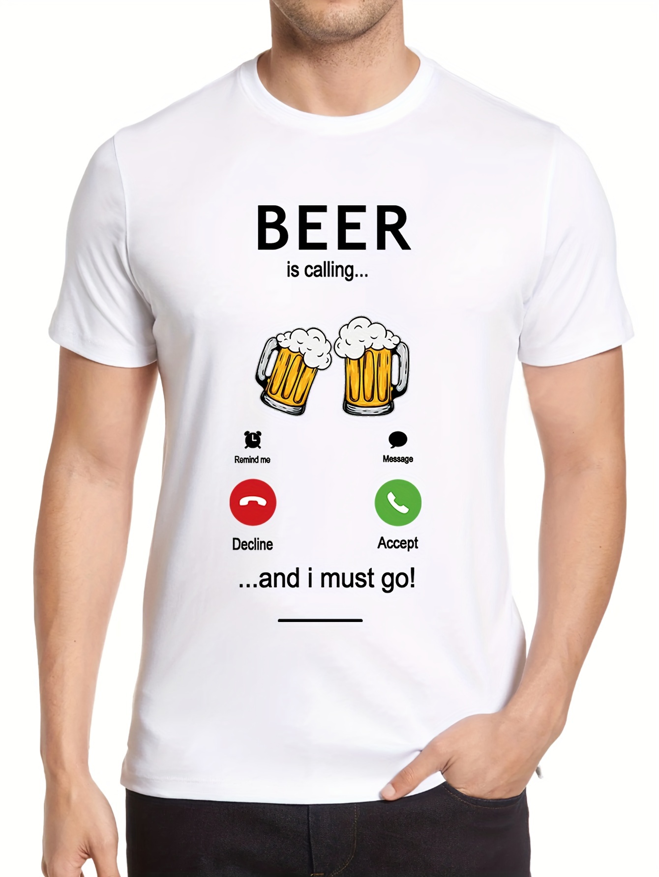 funny beer is calling print mens graphic design crew neck active t shirt casual comfy tees tshirts for summer mens clothing tops for daily gym workout running details 0