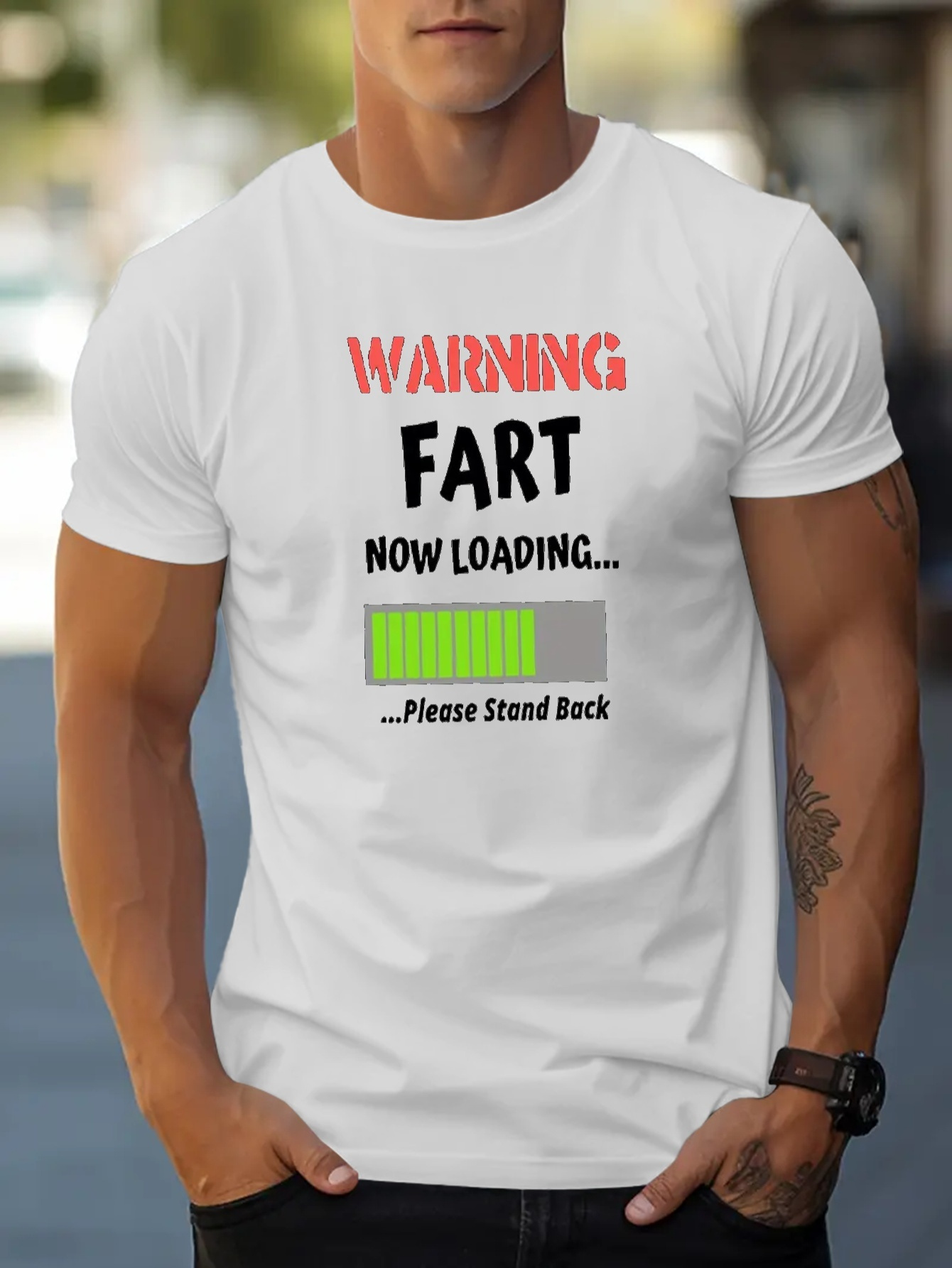 warning fart loading print mens short sleeve t shirt summer t shirt top details 5