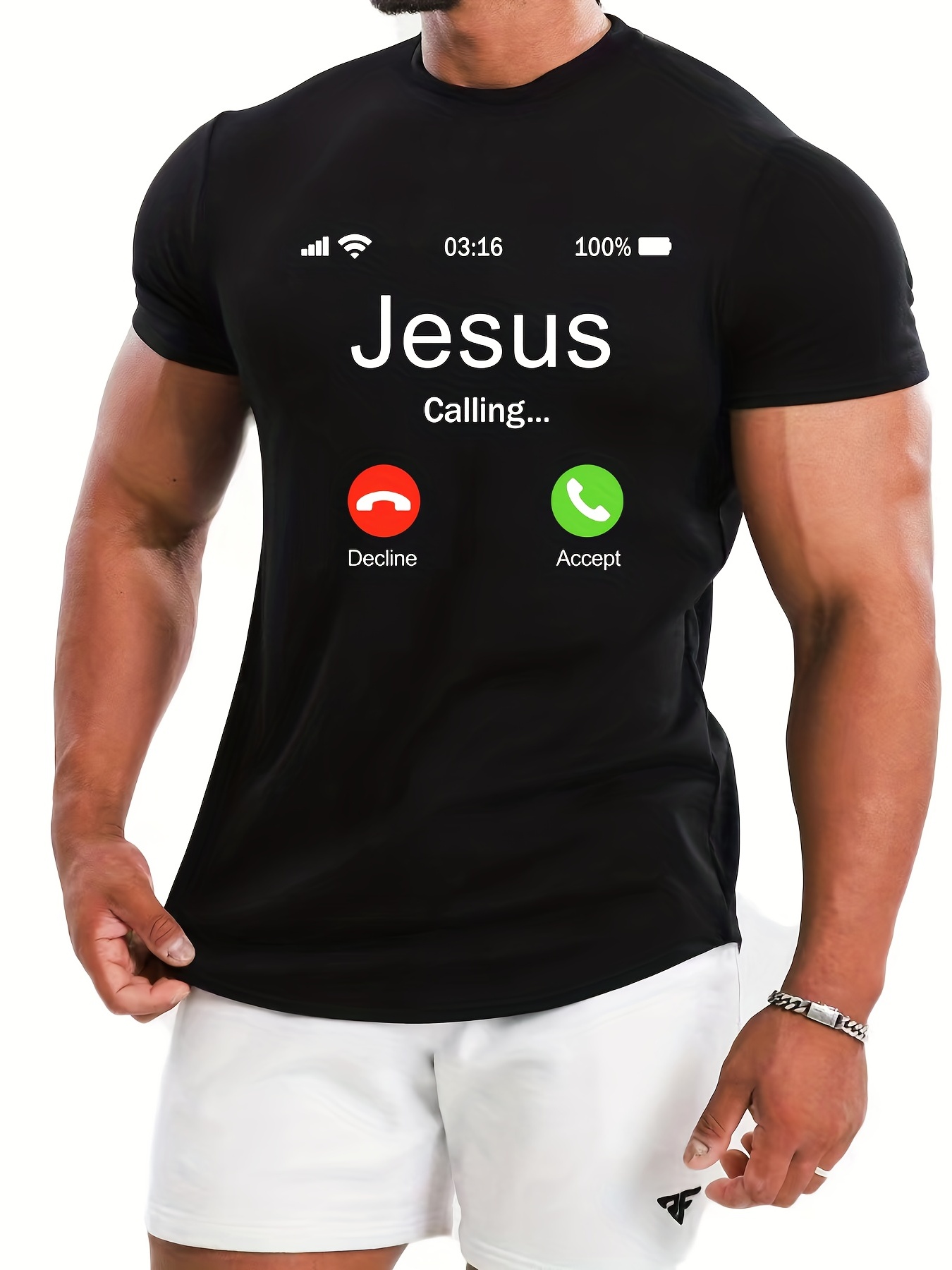 jesus calling pattern print mens comfy t shirt graphic tee mens summer outdoor clothes mens clothing tops for men details 15