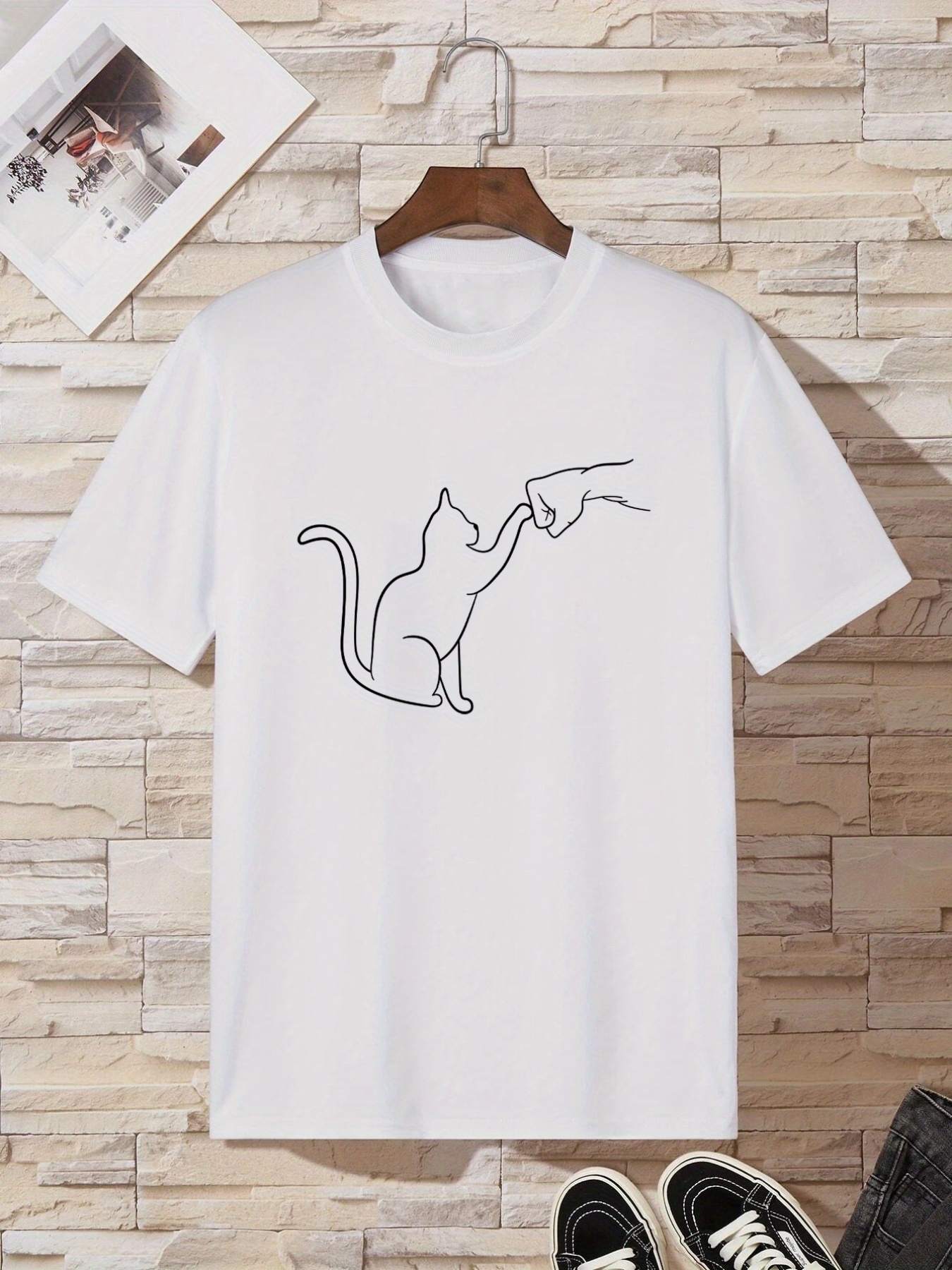 cat round neck t shirts causal tees short sleeves tops mens summer clothing details 0