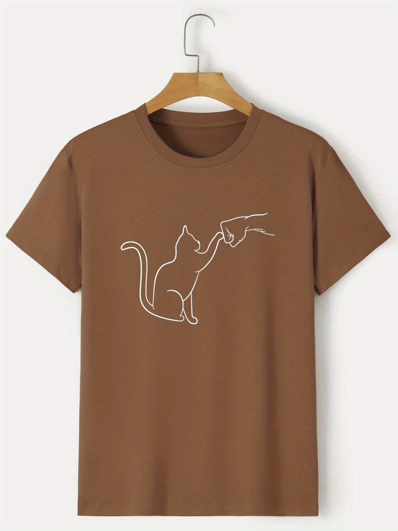 cat round neck t shirts causal tees short sleeves tops mens summer clothing details 15