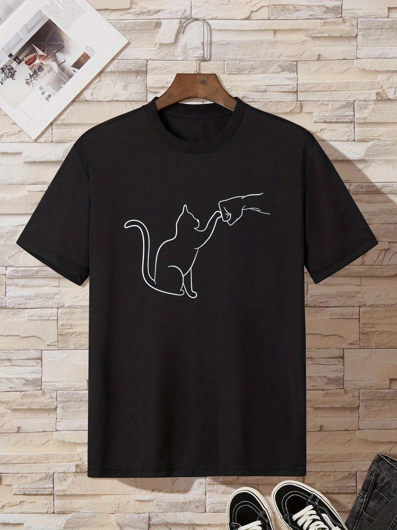 cat round neck t shirts causal tees short sleeves tops mens summer clothing details 26