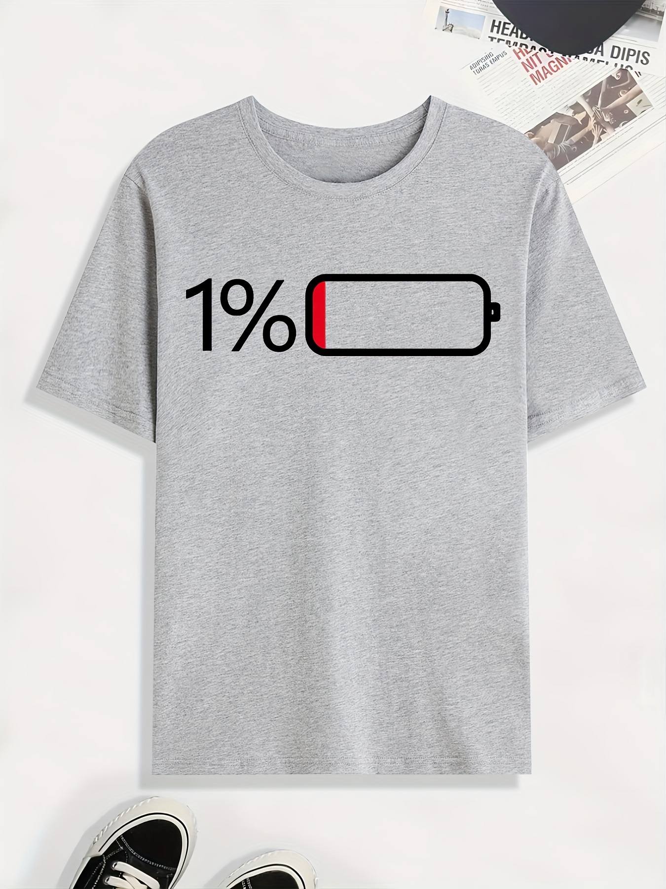 battery low print-battery low print t shirt tees for men casual short sleeve tshirt for summer spring fall tops as gifts details 0