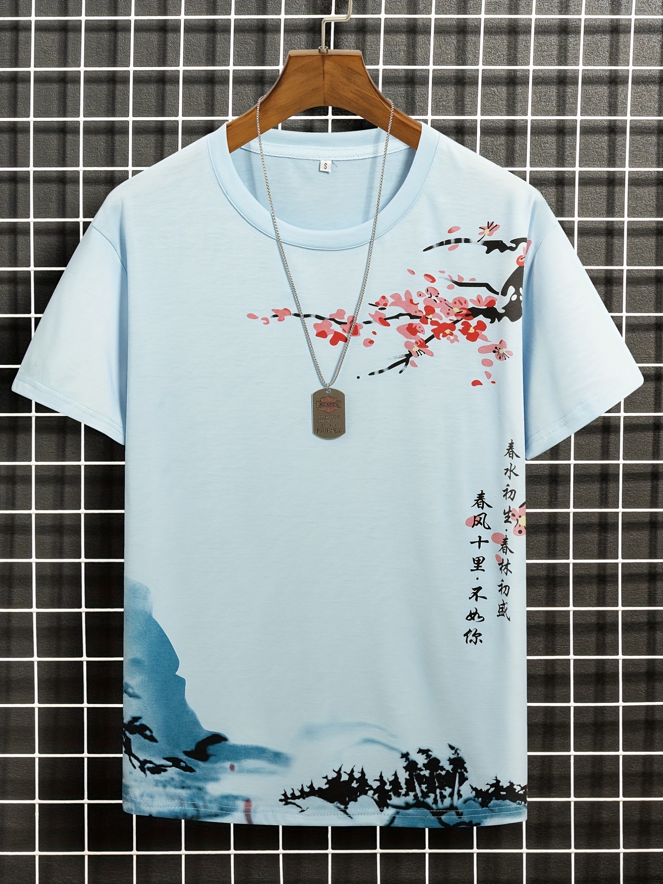 mens ink landscape print trendy t shirt crew neck short sleeve tops graphic tee mens clothes summer mens outfits details 33