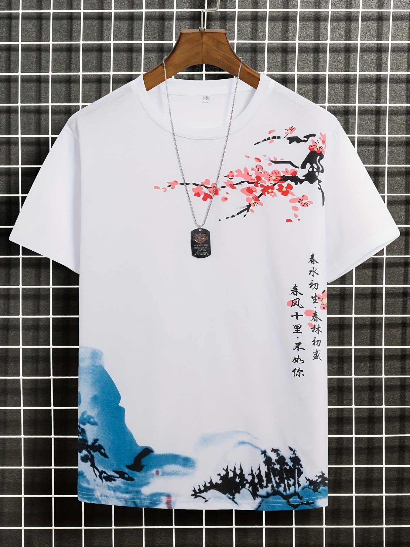 mens ink landscape print trendy t shirt crew neck short sleeve tops graphic tee mens clothes summer mens outfits details 54